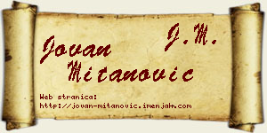 Jovan Mitanović vizit kartica